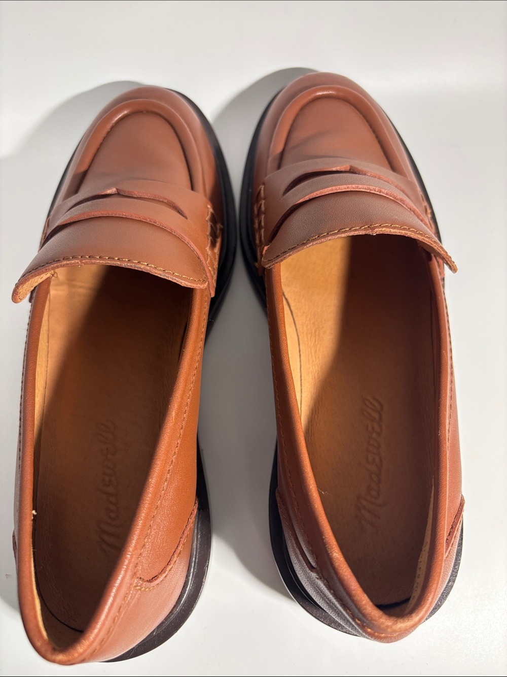 Madewell Vernon Brown Leather Penny Loafers Dried Maple - 6.5 - Picture 4 of 10